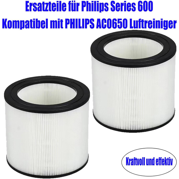 Змінний фільтр FY0611 для Philips Series 600 Фільтр HEPA FY0611/30, сумісний із очищувачем повітря PHILIPS AC0650 AC0650/10 2 шт.