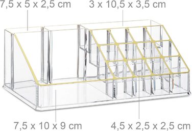 Прозорий/золотий косметичний органайзер з 6 шухлядами, 22 відділення органайзер для макіяжу, акрил для зберігання косметики, 1 1 прозорий/золотий 1
