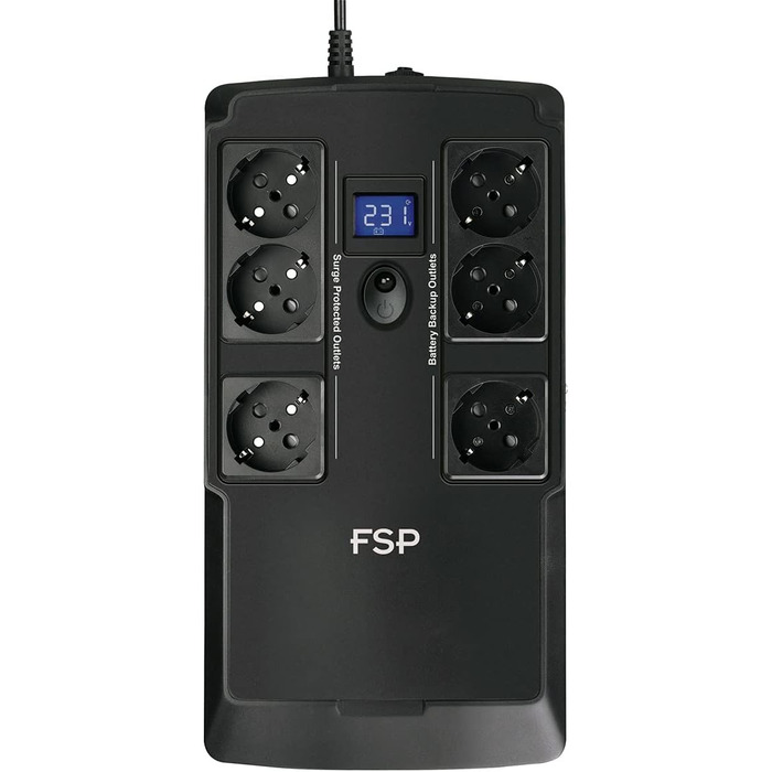 ДБЖ FSP PPF4801702 Fortron Nano Fit 800 800 ВА/480 Вт, 220-240 В/50-60 Гц, автономний, 12 В, 5 Агод, 6xSCHUKO, 2xUSB, 2xRJ45 Чорний