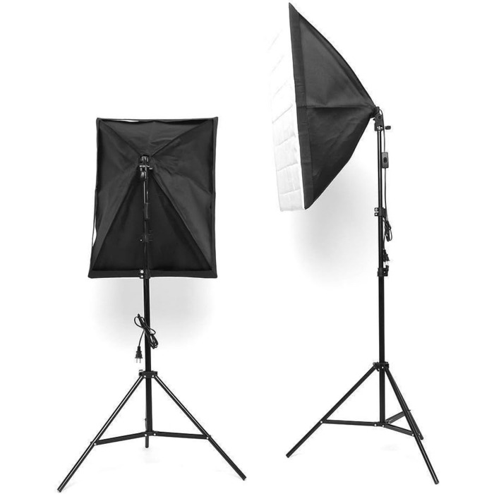 Набір фотостудії Softbox, набір фотостудії Abeatstudio 25 Вт LED Softbox, фотосвітло 50x70 см з лампочкою та штативом 5500K, фотолампа для портретної зйомки, потокової передачі ігор, відеозйомки