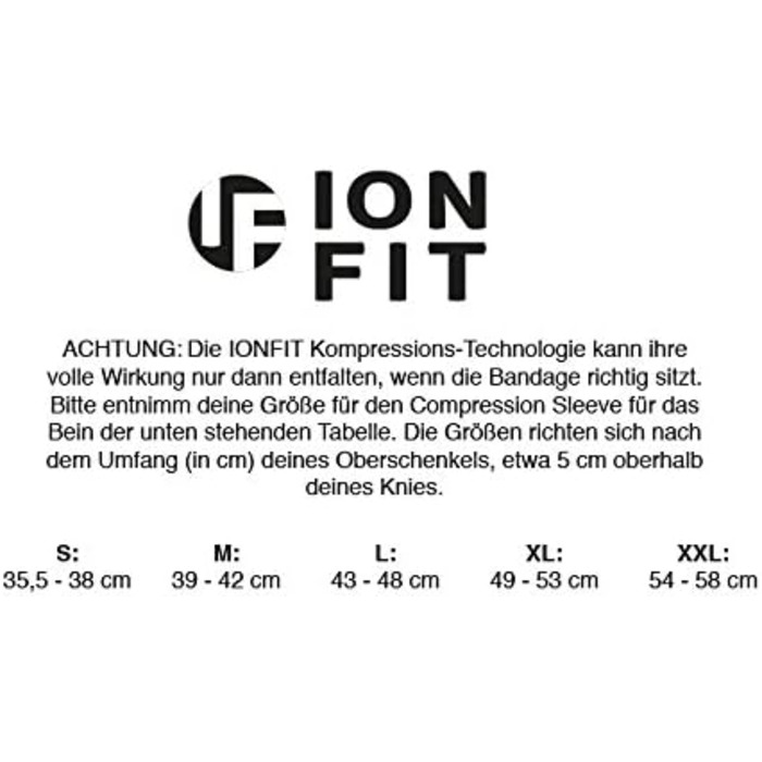 Компресійний рукав Ionfit Compression Sleeve для ніг/колін, рекомендований Detlef Soost, проти запаху, антибактеріальний, розміри S-XXL, чорний, L