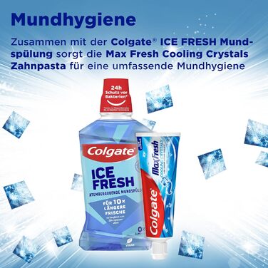 Зубна паста Colgate Max Fresh Cooling Crystals 12x75 мл ефективне чищення зубів для тривалої свіжості та чистого відчуття в роті зберігає зуби білими та бореться з карієсом 75 мл (12 упаковок)