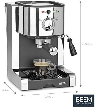 ІДЕАЛЬНА МАШИНА ДЛЯ ПОРТАФІЛЬТРА BEEM ESPRESSO Тиск 20 бар, досконалість пінки та універсальне приготування з капсулами, подушечками або порошком Для ваших вражень баріста на власній кухні вдома ESPRESSO PERFECT, Silver