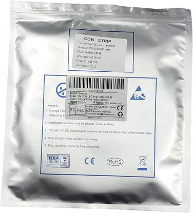 Світлодіодна стрічка GOMING 24 В 10 м COB 3000K Світлодіодна стрічка тепла біла 384 світлодіоди/м Самоклеюча світлодіодна стрічка CRI 93 Висока яскравість 6800 лм Неводонепроникна світлодіодна стрічка IP20 для внутрішнього оздоблення будинку (тільки стріч