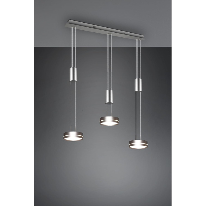 Світлодіодний торшер Trio Lights Franklin 426510208, Метал в т.ч. 35 Вт LED, Зміна кольору, Диммер (нікель-матовий, підвісний 3-полум'яний)