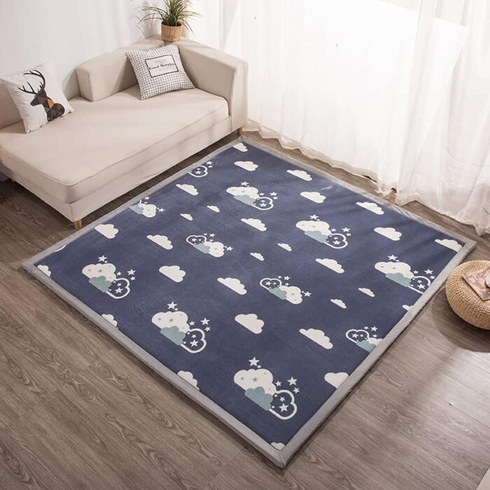 Килимок Loartee Velvet Mat Килимок, дитячий килимок Playmat великий, килимок для повзання товщиною 3 см, гімнастичний килимок, для дитини, дитяча кімната, спальні (Cloud Love, 130x190 см (1 упаковка))