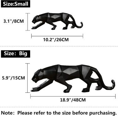 Статуя пантери Деко Сучасні абстрактні статуї Статуя леопарда Декоративний декор для дому Модель чорний S