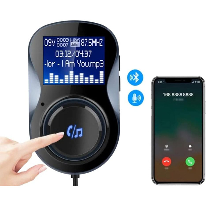 Модулятор PNI Valentine F800 Bluetooth, MP3-плеєр, FM-передавач, слот Micro SD, подвійний USB, QC3.0