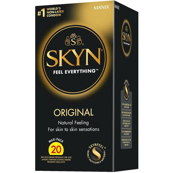 Оригінальні презервативи SKYN (20 шт. ) Презервативи Skynfeel без латексу для чоловіків, чутливі презервативи, презервативи шириною 53 мм