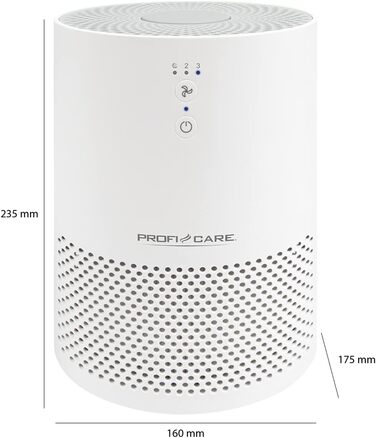 Очищувач повітря ProfiCare клімат в приміщенні до 20 м 2 система фільтрів попередній фільтр EPA фільтр 3 рівня потужності режим сну 25 Вт Сенсорна робота 4 світлодіодні індикатори PC-LR 3075