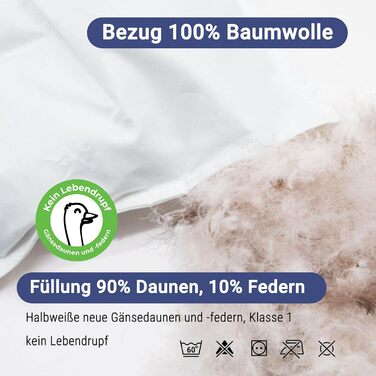 Тонка дитяча пухова подушка преміум-класу ZOLLNER з 90 пуху та 10 пера - чохол з високоякісної бавовни - Зроблено в Німеччині - можна прати до 60C - 35x40 см - для дітей до 2 років