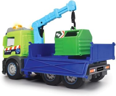 Вантажівка для переробки сміття Dickie Toys Action Truck з контейнером для сміття, з краном, звуковою та світловою сигналізацією, функцією завантаження та розвантаження, для збору сміття для дітей віком від 3 років 203745015 Зелений/синій