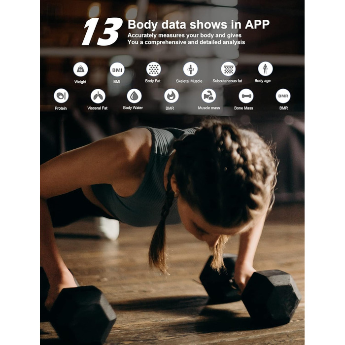 Ваги жиру в організмі, ваги для ванної кімнати Bluetooth із додатком, розумні цифрові ваги для жиру в організмі, ІМТ, ваги, м'язової маси, води, білка, скелетних м'язів, ваги кісток, BMR, чорний 260 темно-блакитний