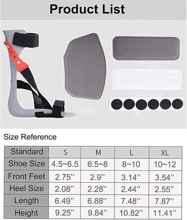 Покращена підтримка гомілковостопного суглоба, ортез AFO, шина для підтримки стопи при падінні, при підошовному фасціїті та ахілловому сухожиллі, для покращення ходи, полегшення болю та тиску (права S) Права S