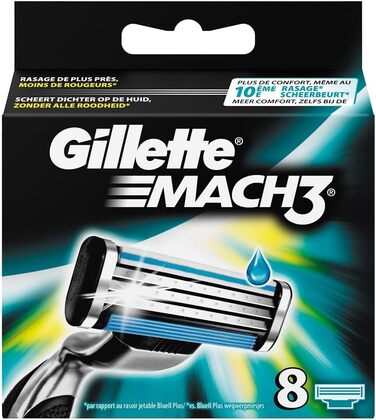 Леза для бритви Gillette Mach3, для чоловіків, 8 шт. , XL Mach3 - 8 лез для бритви