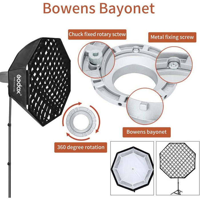 Дюйма восьмикутний софтбокс Стільникова сітка Софтбокси Bowens Спалах Кронштейн Speedlite Фотографія Світлодіодне відео Студія Портрет (SB-FW95CM), 95