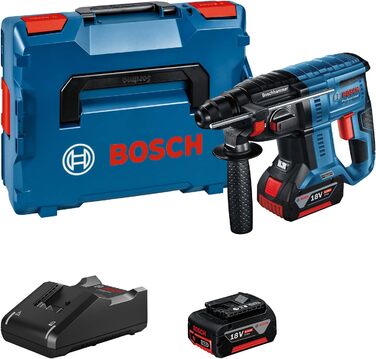 Акумуляторний перфоратор Bosch Professional 18V System GBH 18V-21 (макс. енергія удару 2 Дж, вкл. 2 акумуляторні батареї GBA 18V 4,0 Ач, швидкий зарядний пристрій GAL 18V-40, L-BOXX)