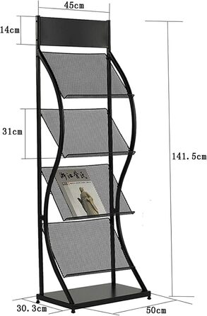 Підлоговий металевий стелаж для газет і журналів, органайзер, книжкові полиці, інформаційні полиці, полиці для журналів, стелажі для брошур