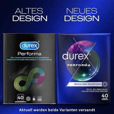 Презервативи Durex Performa презервативи, що розширюють дію, з 5 гелем, що містить бензокаїн, і легка форма 40 упаковок (1 x 40 шт. ) (40 шт. (2 упаковки))