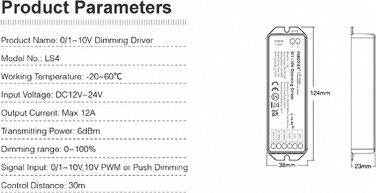 Бездротовий контролер LS4 0/1-10V диммер від 12-24 В до 15 А для світлодіодної продукції, 2.4G