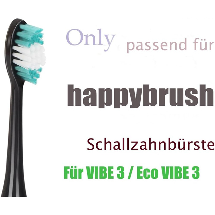 Насадки для щітки SAVTMVAS Підходить для змінних щіток Happybrush VIBE 3, змінна насадка для щітки підходить для зубної щітки Eco VIBE 3 - чорна - 10 шт. 10 чорна