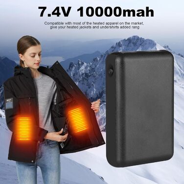 Для одягу з підігрівом, портативний зарядний пристрій 7.4v 10000mah з кабелем USB, підходить для курток, світшотів, жилетів, шкарпеток, розумних мобільних пристроїв