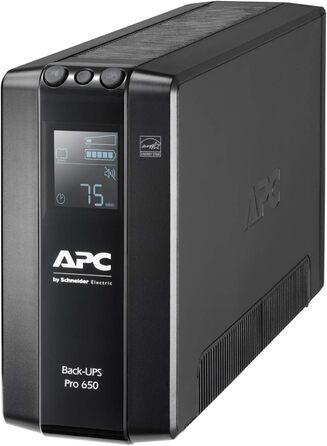 Резервний ДБЖ APC by Schneider Electric PRO - BR650MI - ДБЖ 650 ВА Живлення - модель MI (6 розеток IEC, виходи IEC - IEC, РК-інтерфейс, 1 ГБ захисту лінії передачі даних) Потужність 650 ВА - модель MI IEC - IEC - IEC - Виходи живлення одинарні