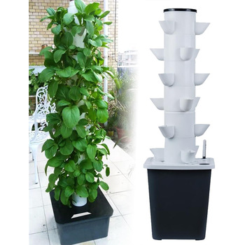 Система аеропоніки для вирощування Hydroponics Tower Garden - Гідропонічний набір з 30 стручків для трав, фруктів і овочів з насосом, адаптером, таймером і сітчастими горщиками