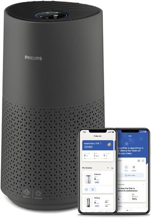 Очищувач повітря Philips серії 1000i, видаляє мікроби, пил і алергени в приміщеннях площею до 78 м, режим сну, сірий і чорний (AC1715/11)