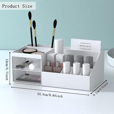 Органайзер для макіяжу DONGDA Cosmetic Organizer, Великі косметичні офісні ящики Коробка для зберігання, Органайзер для туалетного столика для організації косметичного Lip Stif з 10 сітками та 2 ящиками