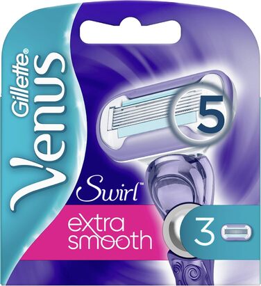 Леза для бритви Gillette Venus Extra Smooth Swirl жіночі зі зволожувачами для захисту шкіри, 3 змінних леза