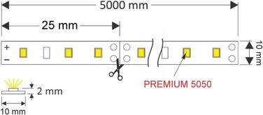 М) 5м LED стрічка 12V 72W, Dimmable, теплий білий 3000K, 4,98 /