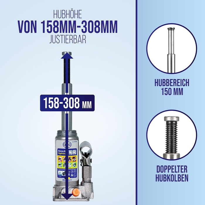 Гідравлічний домкрат alca jack 2t jack гідравлічний домкрат для позашляховика / автомобіля висота підйому 15,8-30,8 см