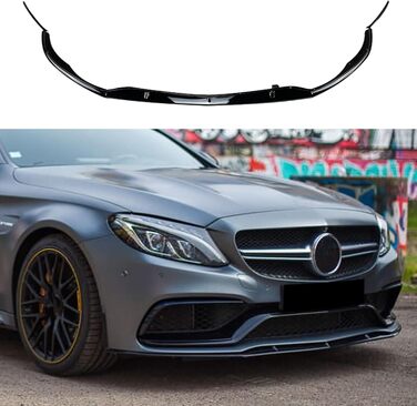 Губа спойлера переднього бампера для Mercedes Benz W205 C205 C63 AMG 15-22 Gloss Black