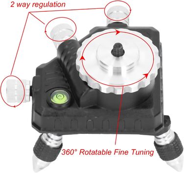 Основа для вирівнювання на 360 Поворотний адаптер для точного регулювання для підключення штатива лінійного лазера