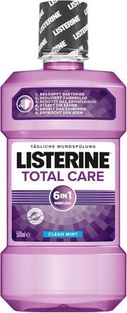 Ополіскувач для порожнини рота Listerine Total Care, ополіскувач для порожнини рота 6in1, антибактеріальний і з фтором проти карієсу (3 x 500 мл) М'ята