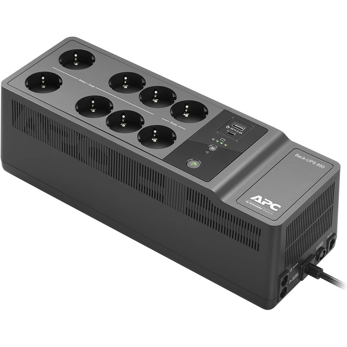 ДБЖ APC by Schneider Electric Back-UPS ES - BE850G2-SP 650 ВА з 8 роз'ємами Schuko та зарядним портом USB A і C, 850 В / 520 Вт