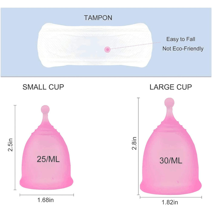 Менструальна чаша Aomiduo менструальна чаша багаторазова чаша менструальна чаша з медичного силікону розмір S (середня) і L (велика) в комплекті (Представлена чаша для зберігання в дорозі) 3 шт. и (упаковка 1)