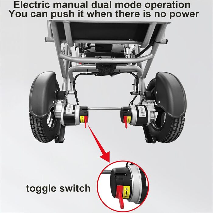 Складна електрична інвалідна коляска для дорослих, портативна електрична інвалідна коляска з подвійним двигуном, знімна батарея, підходить для дорослих, людей похилого віку