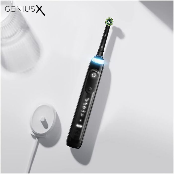 Електрична зубна щітка Oral-B Genius X, 6 режимів чищення зубів для догляду за зубами, додаток зі штучним інтелектом і Bluetooth, подарунок чоловіку/жінці, дизайн коричневого, чорного