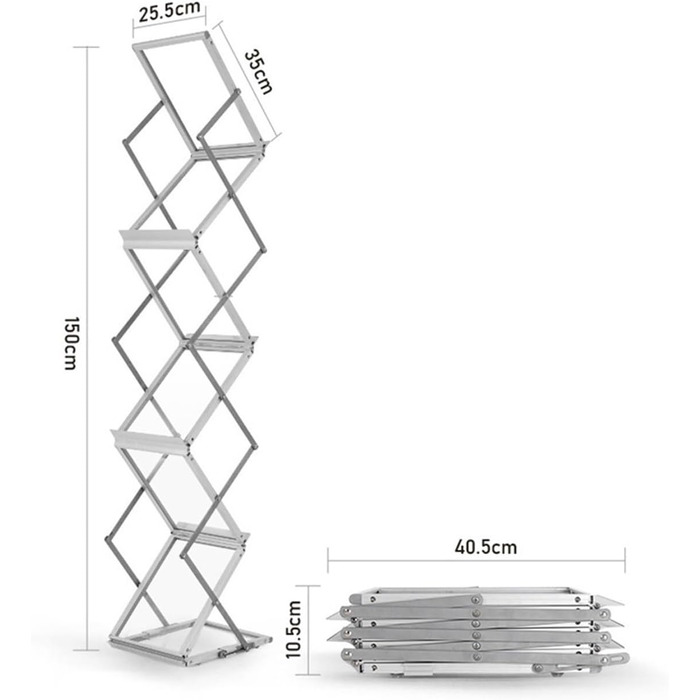 Підлоговий стелаж для журналів Складаний стелаж для даних з алюмінієвого сплаву, вітрина, рекламний стенд, картини, книжкова полиця, стелаж для газет і журналів Інформаційний стелаж