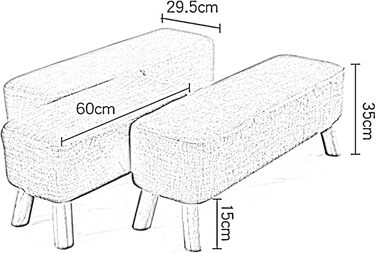 Османська лавка з масиву дерева, тканинний диван-табурет, зручний і дихаючий, табурет для зміни взуття, мяка підніжка з високим навантаженням, туалетний стілець (розмір 120 x 29 x 35 см, колір жовтий)