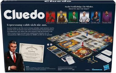 Настільна гра Hasbro Gaming Cluedo для дітей віком 8, перероблене Cluedo для 2-6 гравців, детективна гра, сімейна гра для дітей та дорослих Classic Single