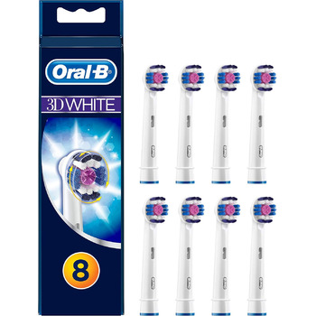 Щітки Braun Oral-B 4210201273820 3DWhite, для природного відбілювання зубів, упаковка, сумісна з поштовою скринькою, 8 шт.