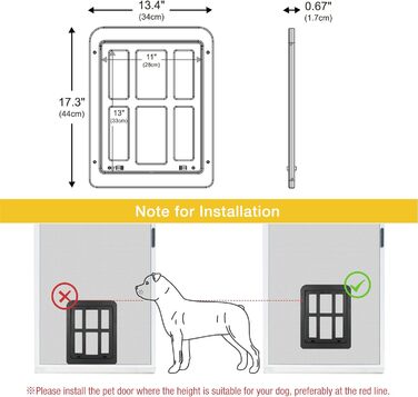 Насолоджуємося дверима для домашніх тварин Заслінка для собак з функцією блокування для розсувних дверей, дверей-ширм, вікна (31 x 36 см) (31 x 36 см)