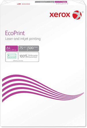 Копіювальний папір Xerox EcoPrint, 75 г/м, A4, білий, без деревини ECF 1 коробка, 5 упаковок, 2 500 аркушів