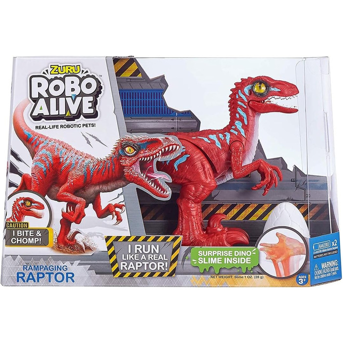 Іграшка-динозавр Robo Alive Angry Raptor, іграшка-робот динозавр на батарейках (червоний хижак)