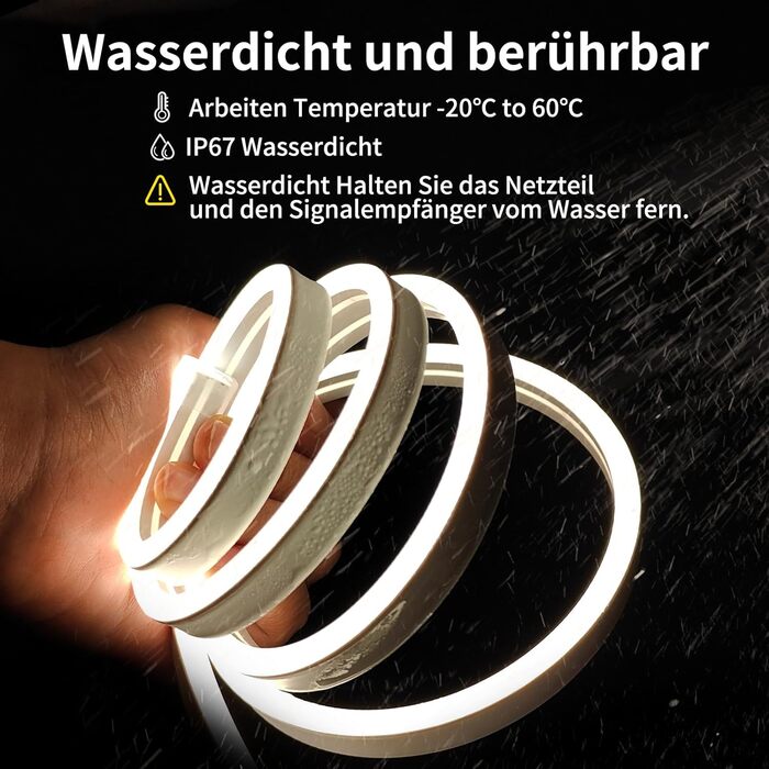Неонова світлодіодна стрічка BUNACET Неонова світлодіодна стрічка 24 В, водонепроникна неонова стрічка IP65 864 світлодіоди, гнучка світлодіодна стрічка своїми руками з пультом дистанційного керування та блоком живлення, силіконова світлова стрічка для вн