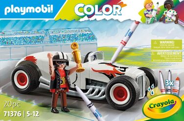 Гоночний автомобіль PLAYMOBIL Color 71376, творча розмальовка для любителів автомобілів, з водорозчинними ручками, губкою та численними аксесуарами, художня іграшка для дітей від 5 років і старше