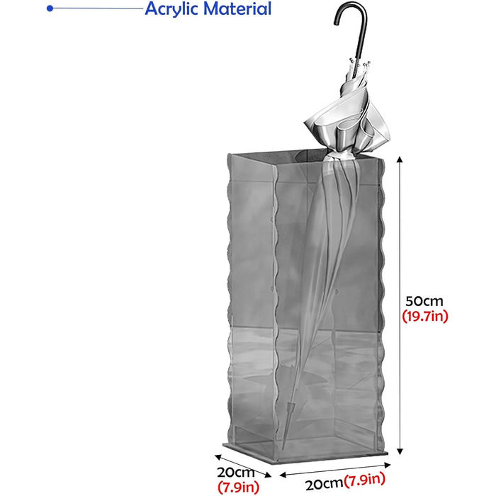 Підставка для парасольки Підставка для парасольки Каркас Сучасна прозора акрилова підставка для парасольки, зберігання парасольок у домашньому господарстві, школі, готелі, приміщенні, передпокої, маленькій кімнаті, зберігання 50x20x20см помаранчевий